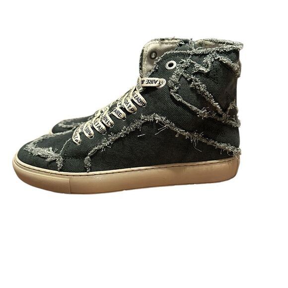 Zadig and Voltaire High Flash Canvas Boomerang Black High Top Sneakers| Size 9 - Picture 5 of 12